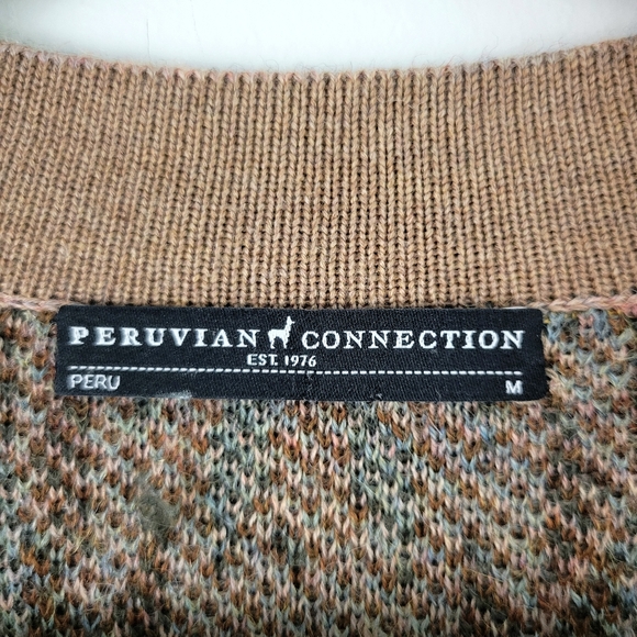 Peruvian Connection Long Multicolor Knit Open Cardigan SZ M - Picture 7 of 12